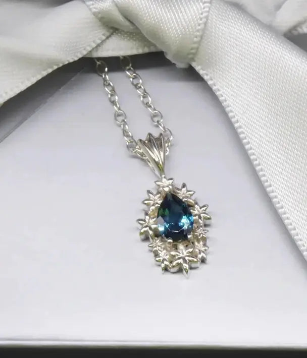 London Blue topaz pendant in recycled silver