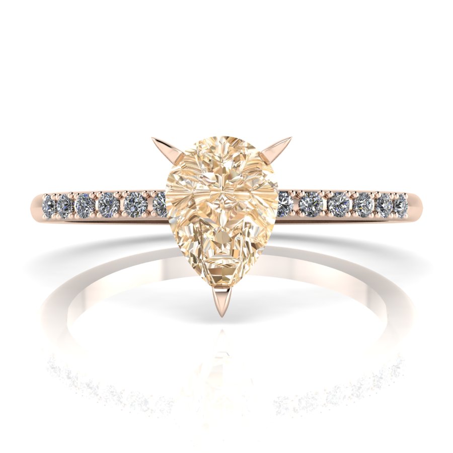 Geometric and architectural style engagement ring 