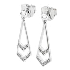 Chrysler Silver With White Topaz Drop Earrings