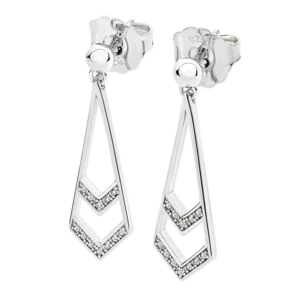 Chrysler Silver With White Topaz Drop Earrings