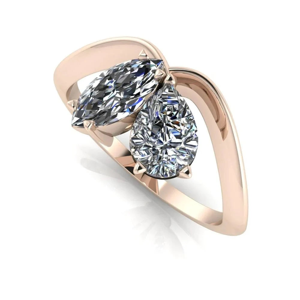 Entwined - Toi Et Moi Champagne Diamond & Marquise Rose Gold Ring