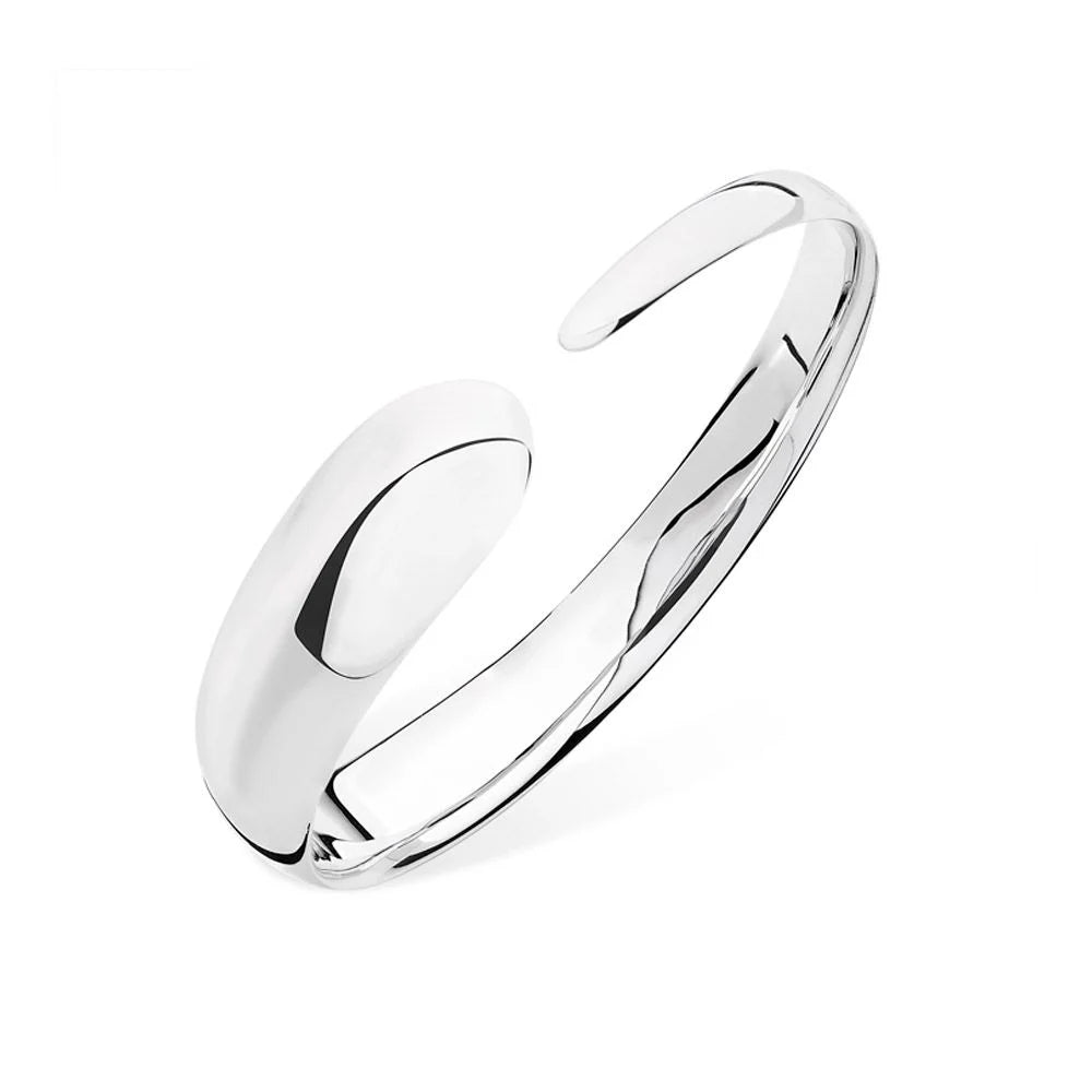 Flat Drip Silver Bangle