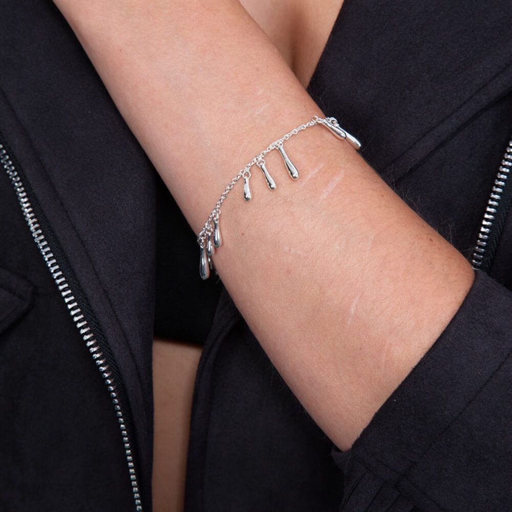 Cluster Drop Silver Bracelet