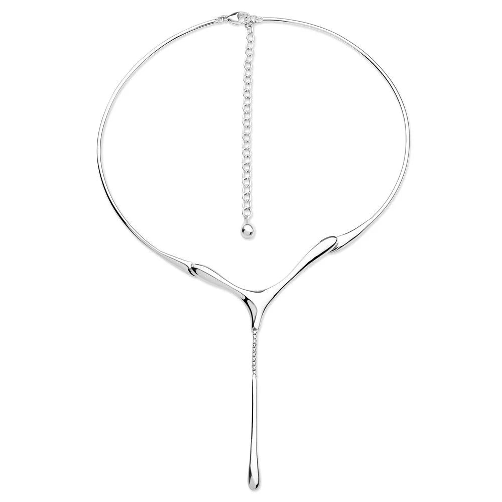 Drip Drop Silver Statement Necklace
