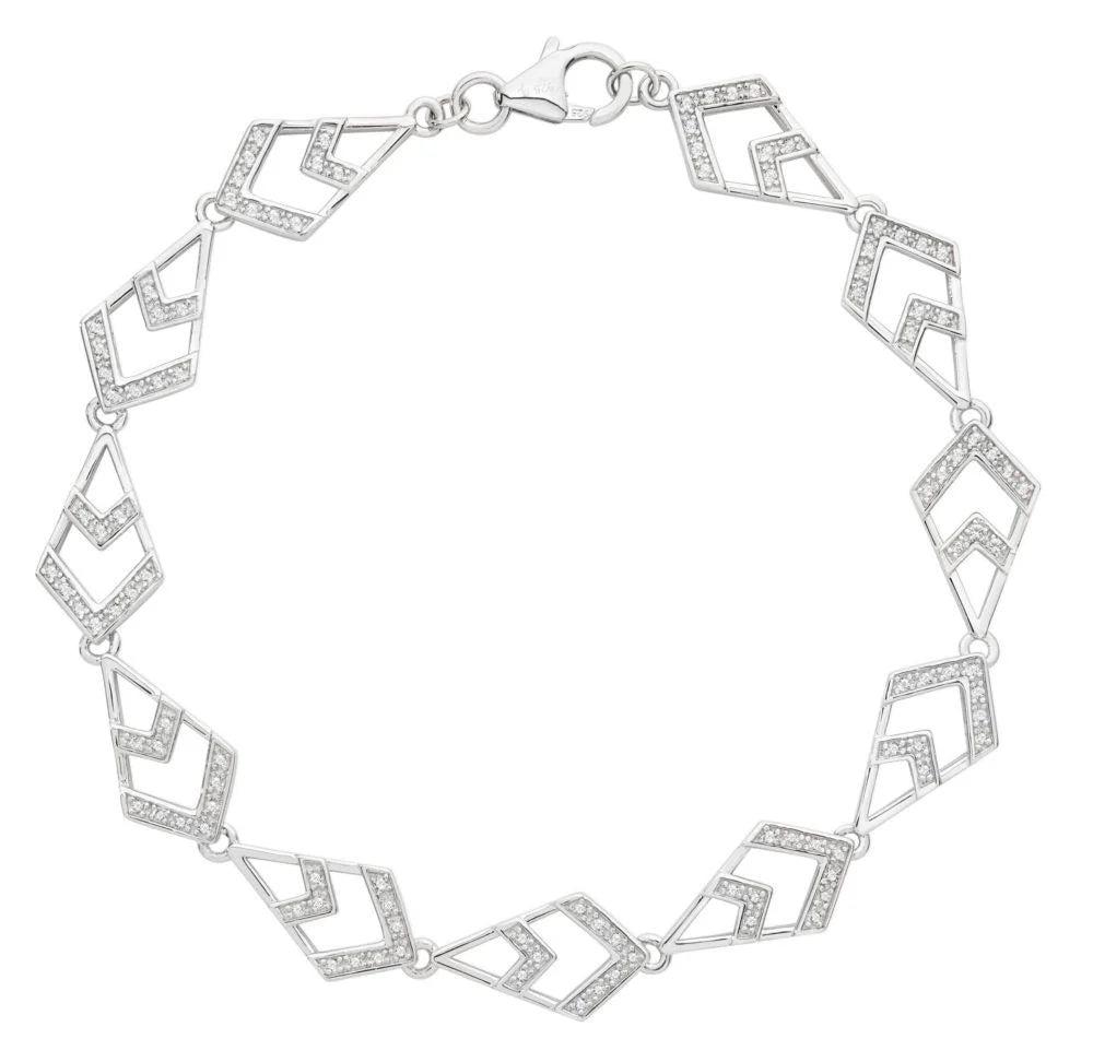 Chrysler - Art Deco Style White Topaz & Silver Bracelet