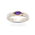 Rivda: Marquise Amethyst Organic Ring | Silver & 9ct Gold