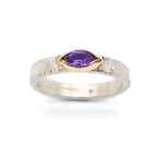 Rivda: Marquise Amethyst Organic Ring | Silver & 9ct Gold