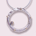 Rivda: Diamond Organic Loop Pendant | Textured Silver & 9ct Gold