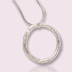 Rivda: Large Organic Loop Pendant | Silver & 9ct Gold Detail