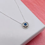 Blue Sapphire Floating Gemstone Silver Slider Solitaire Pendant