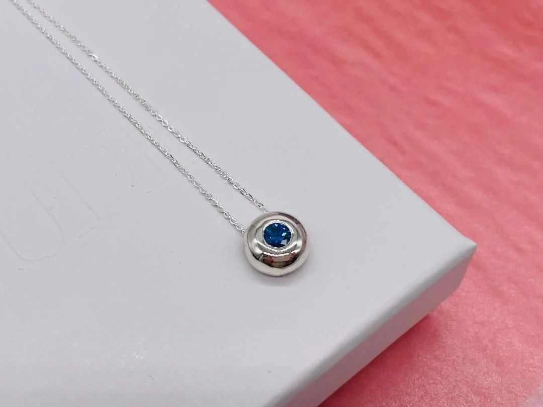 Blue Sapphire Floating Gemstone Silver Slider Solitaire Pendant
