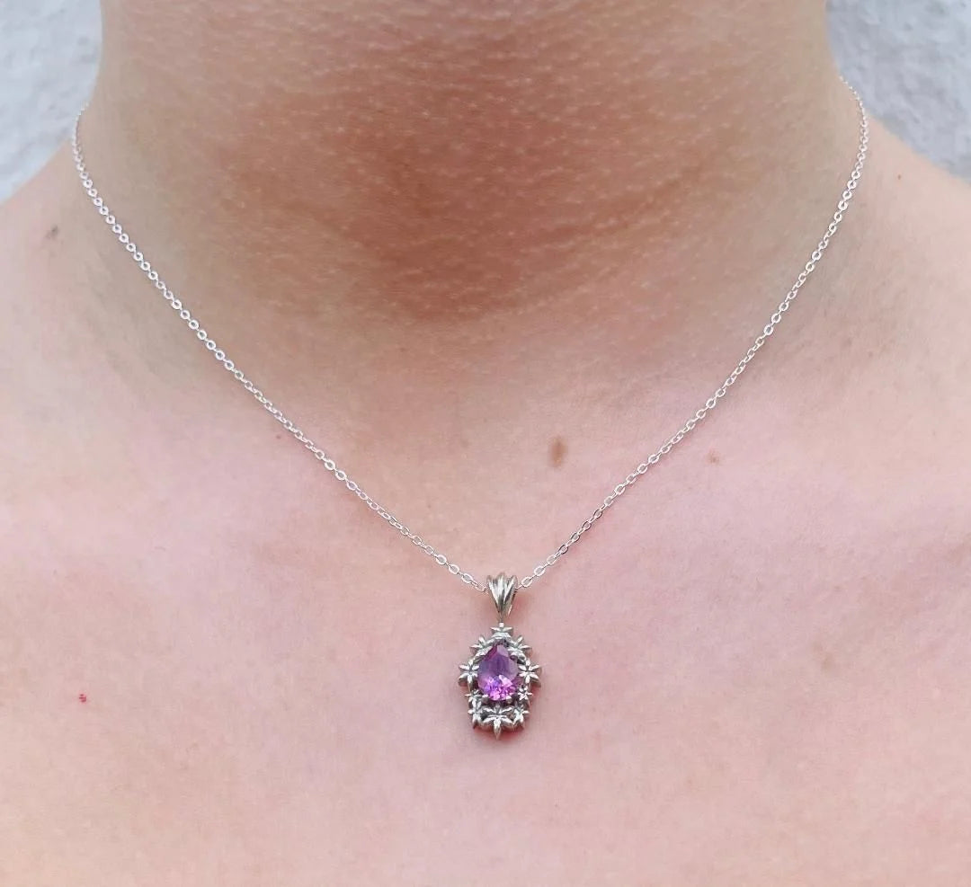 Fleur Pink Tourmaline Pendant in Recycled Silver