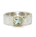 Rivda: Prasiolite Organic Textured Ring | Silver & 9ct Gold