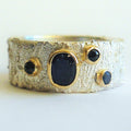 Scattered Sapphire Ring Textured Silver With Gold Settings