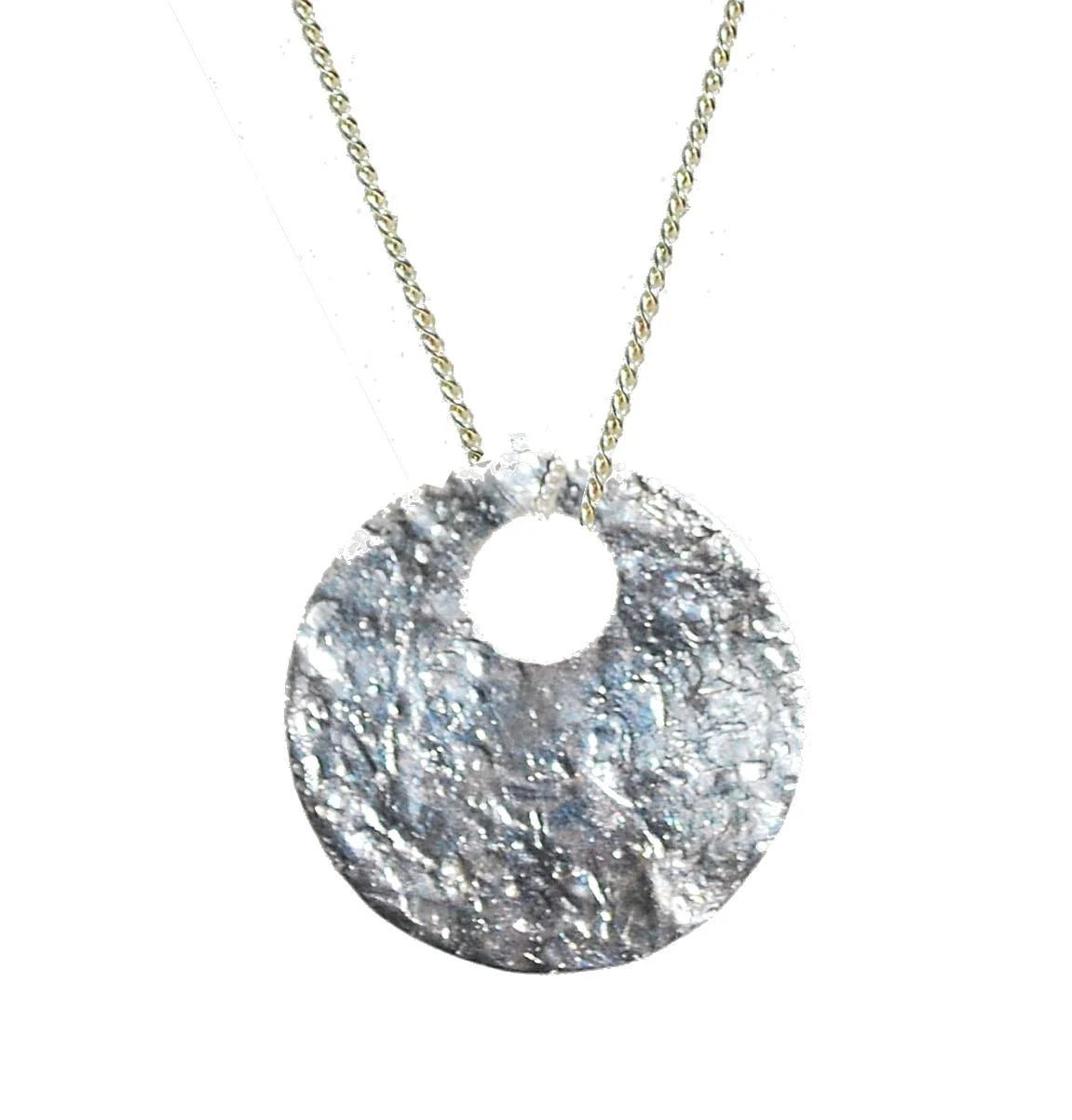 Glitter Ball Silver Disk Necklace