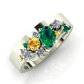 Crystallised Emerald, Yellow Sapphire & Diamond Cluster Ring - White Gold or Platinum