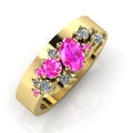 Crystallised Pink Sapphire & Diamond Yellow Gold Ring