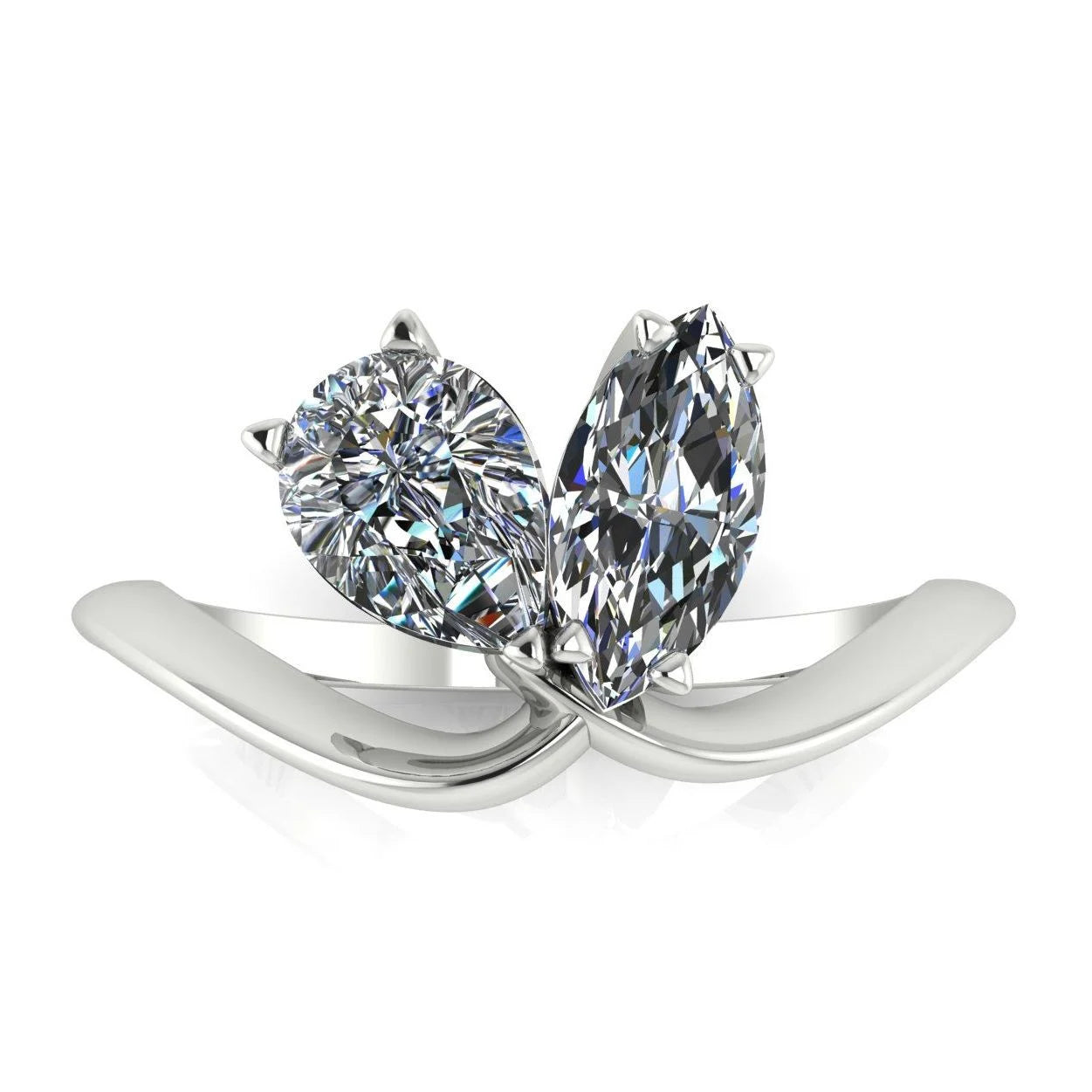 Entwined - Toi Et Moi Lab Grown Marquise & Pear Shaped Diamond Ring