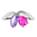 Entwined - Toi Et Moi - Marquise Violet Sapphire & Pear Shaped Pink Sapphire Ring - 18 Carat White Gold or Platinum