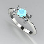 Flutterby: Aquamarine & Diamond Cluster Ring in Platinum Or White Gold