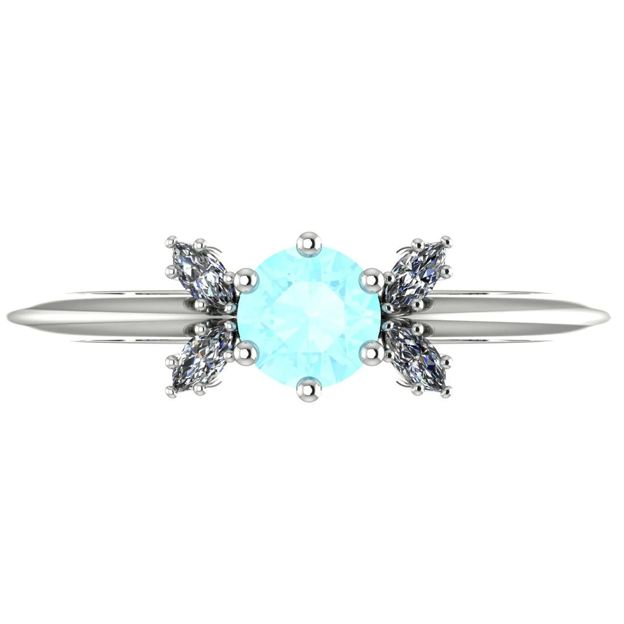 Flutterby: Aquamarine & Diamond Cluster Ring in Platinum Or White Gold