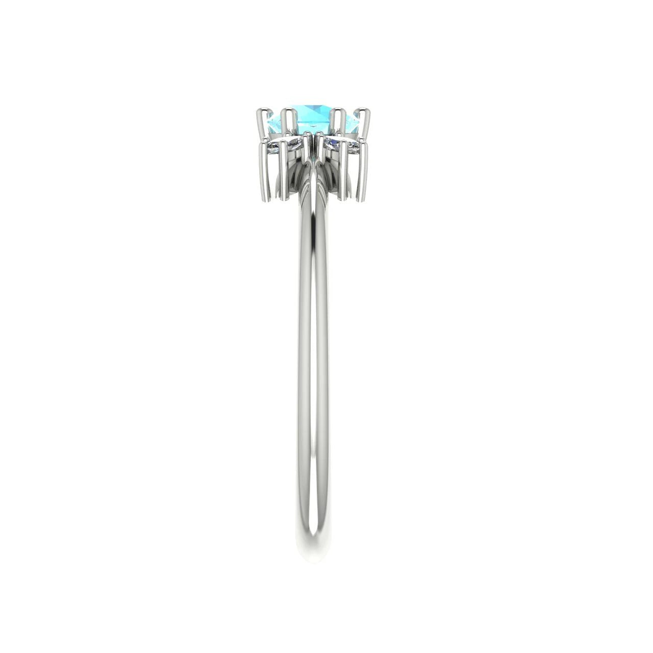 Flutterby: Aquamarine & Diamond Cluster Ring in Platinum Or White Gold