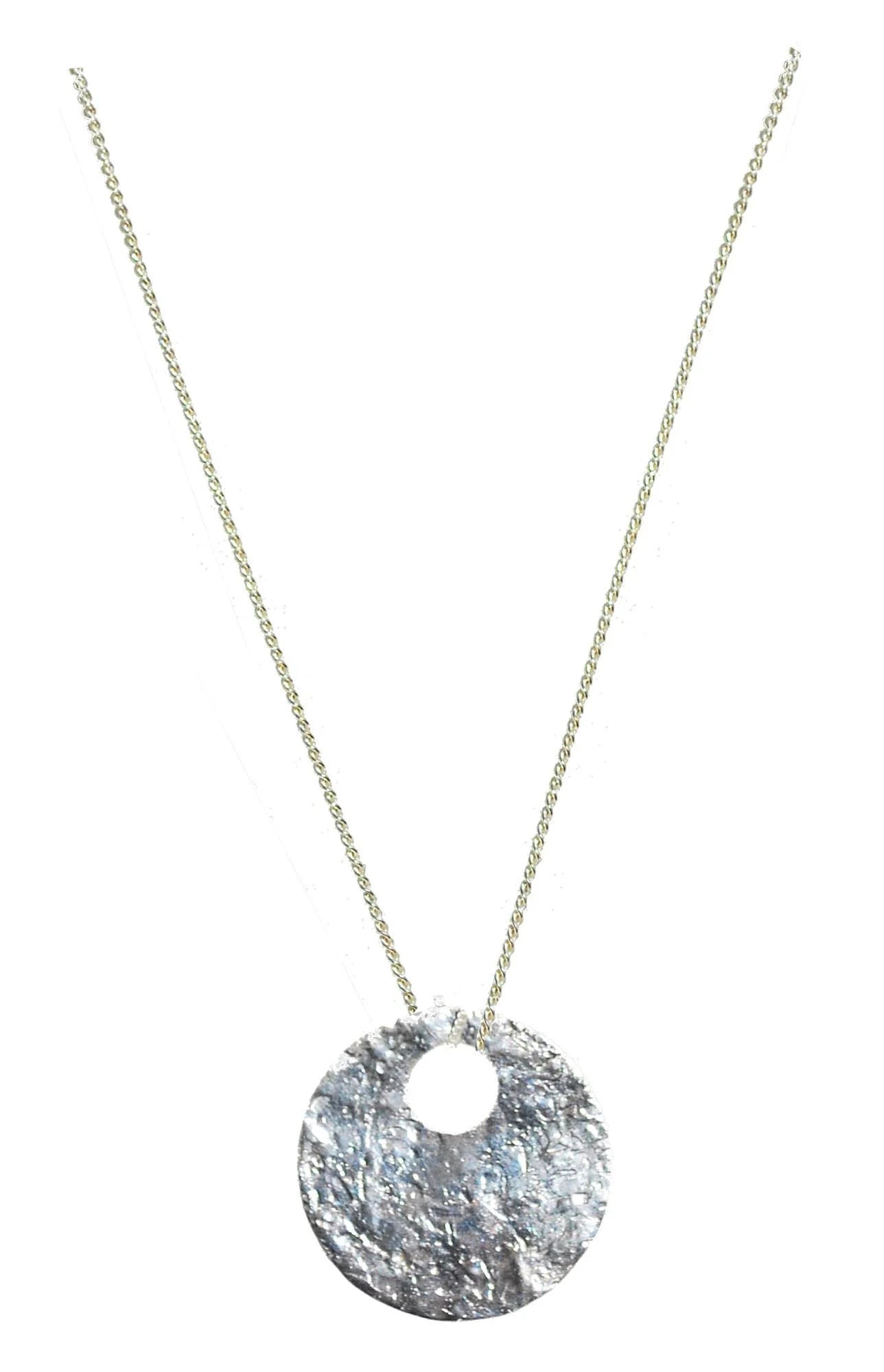 Glitter Ball Silver Disk Necklace