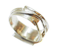 Silver and gold handmade band strand ring