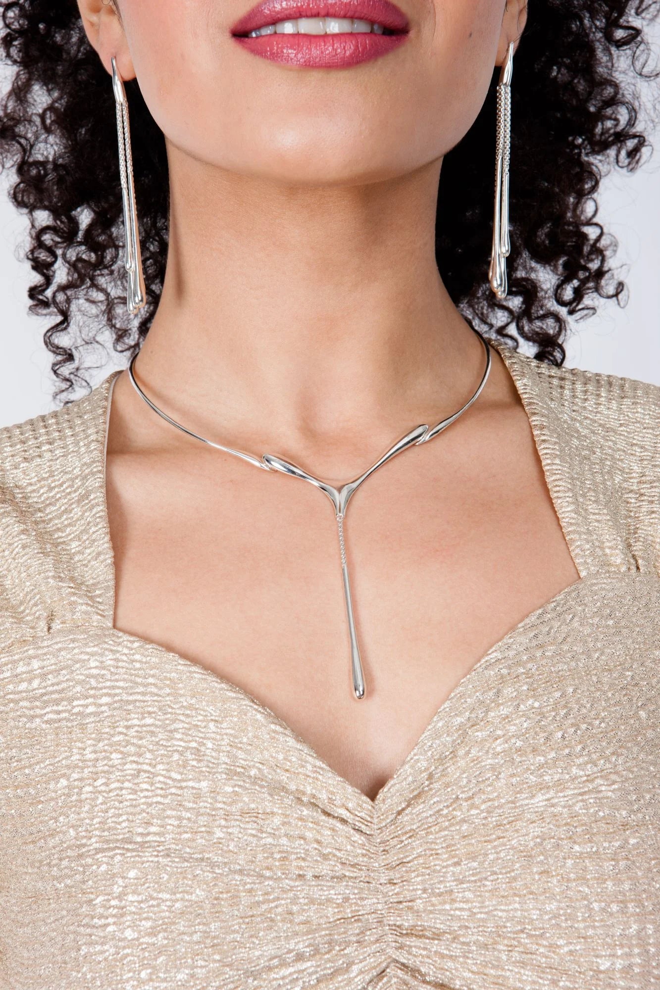 Drip Drop Silver Statement Necklace