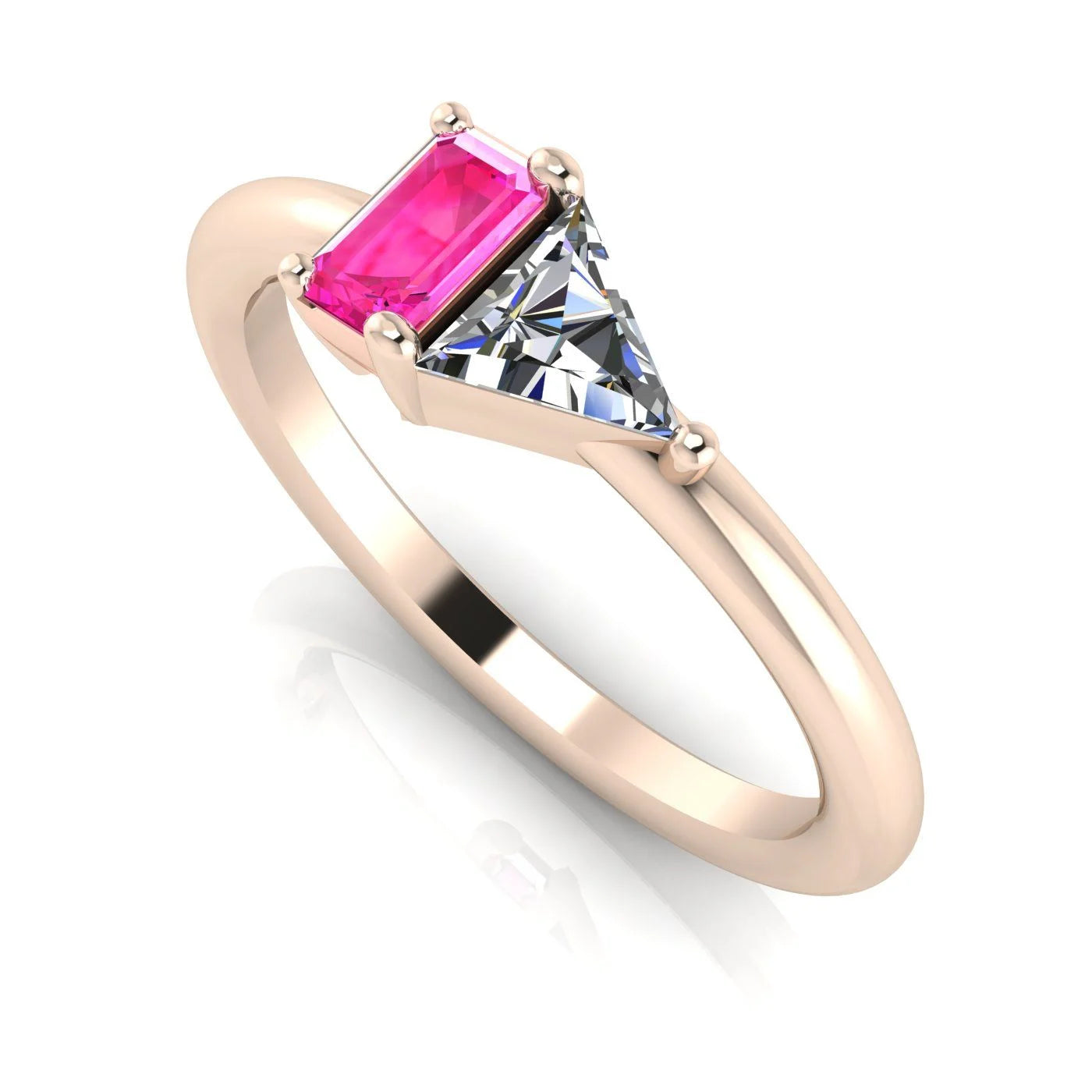 Elektra Toi Et Moi Geometric Pink Sapphire, Diamond & Rose Gold Ring