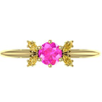 Flutterby: Pink Sapphire & Yellow Diamond Ring in Yellow Gold
