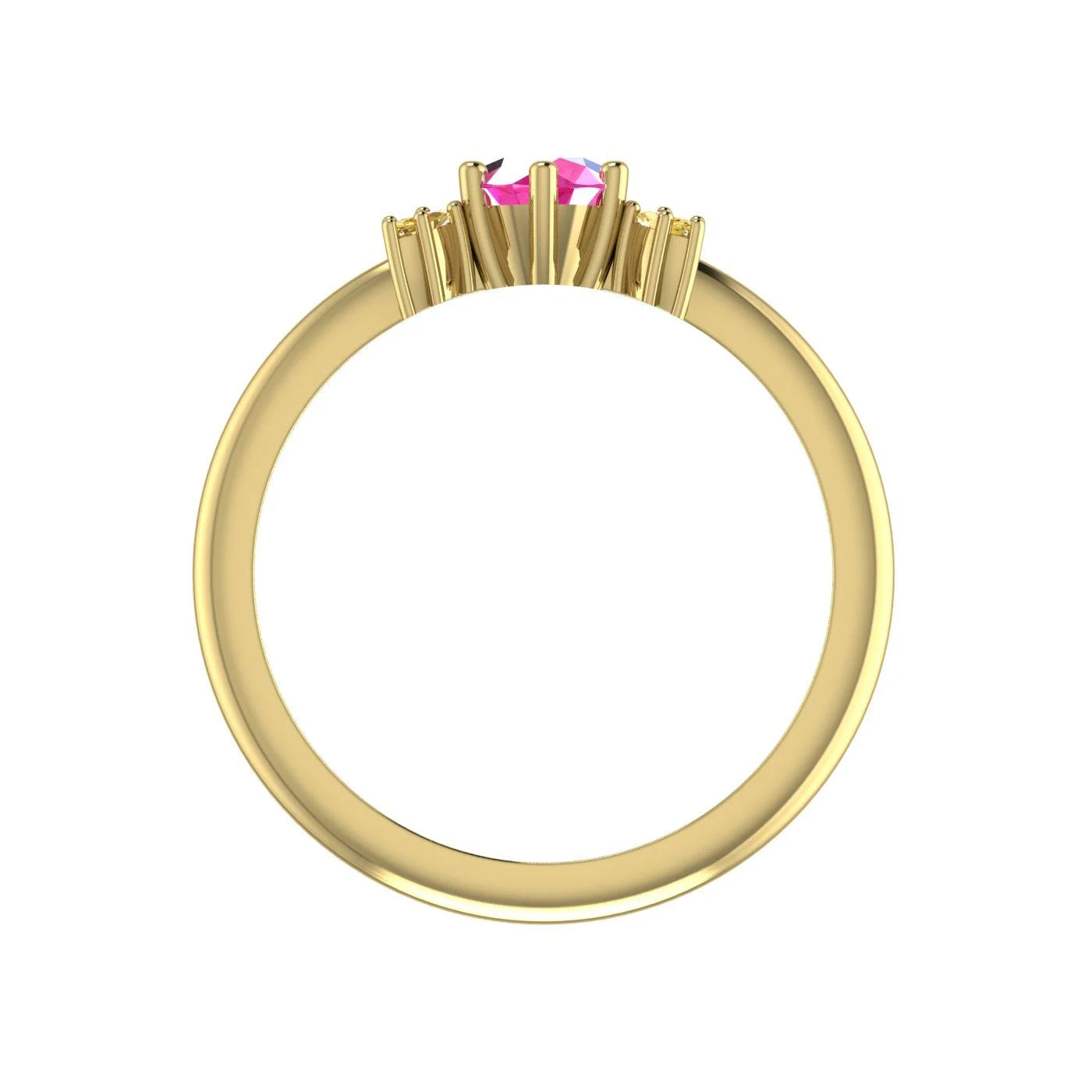 Flutterby: Pink Sapphire & Yellow Diamond Ring in Yellow Gold