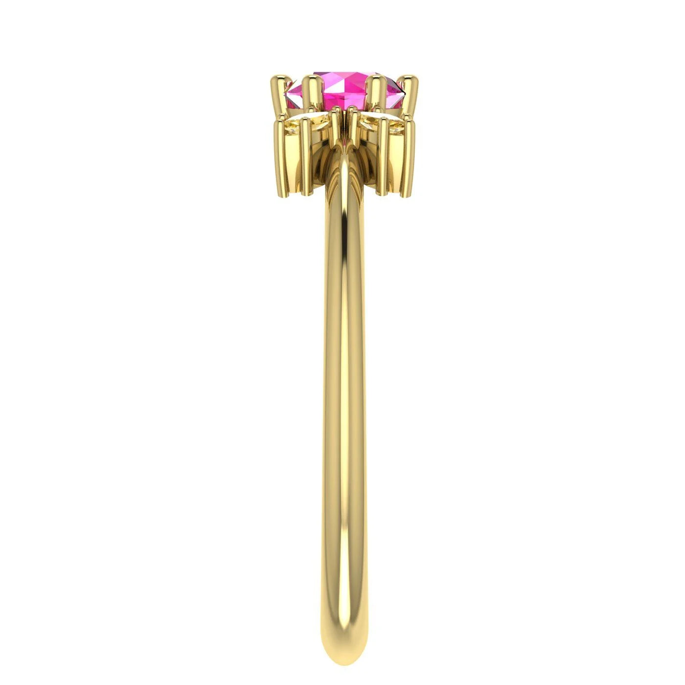 Flutterby: Pink Sapphire & Yellow Diamond Ring in Yellow Gold