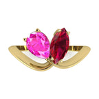 Entwined - Toi Et Moi - Marquise Ruby & Pear Shaped Pink Sapphire Ring - 18 Carat Yellow Gold