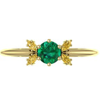 Flutterby: Emerald & Yellow Diamond Ring in Yellow Gold