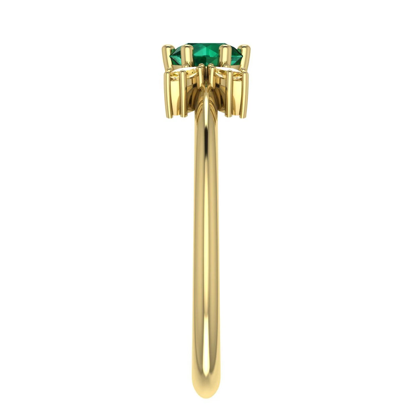 Flutterby: Emerald & Yellow Diamond Ring in Yellow Gold