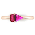 Elektra Toi Et Moi Geometric Ruby & Pink Sapphire Rose Gold Ring