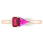 Elektra Toi Et Moi Geometric Ruby & Pink Sapphire Rose Gold Ring
