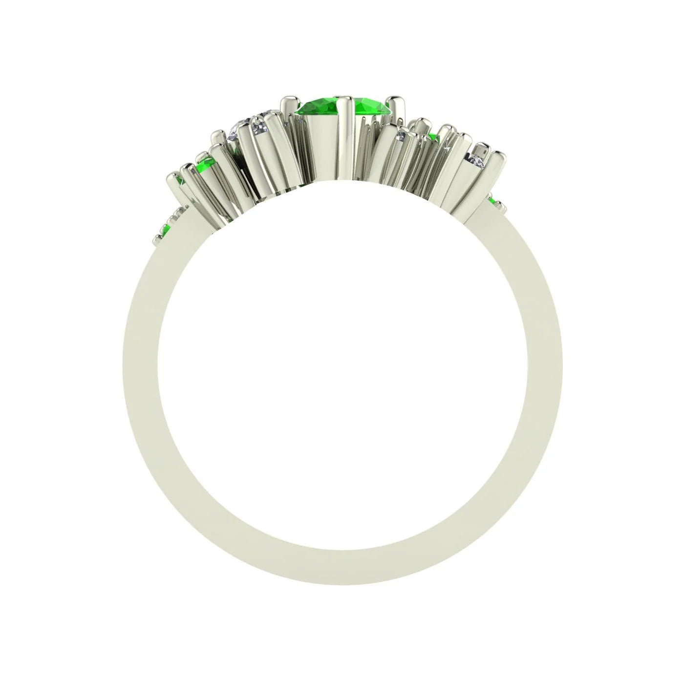 Crystallised: Tsavorite & Diamond Encrusted Cluster Wide White Gold or Platinum Ring