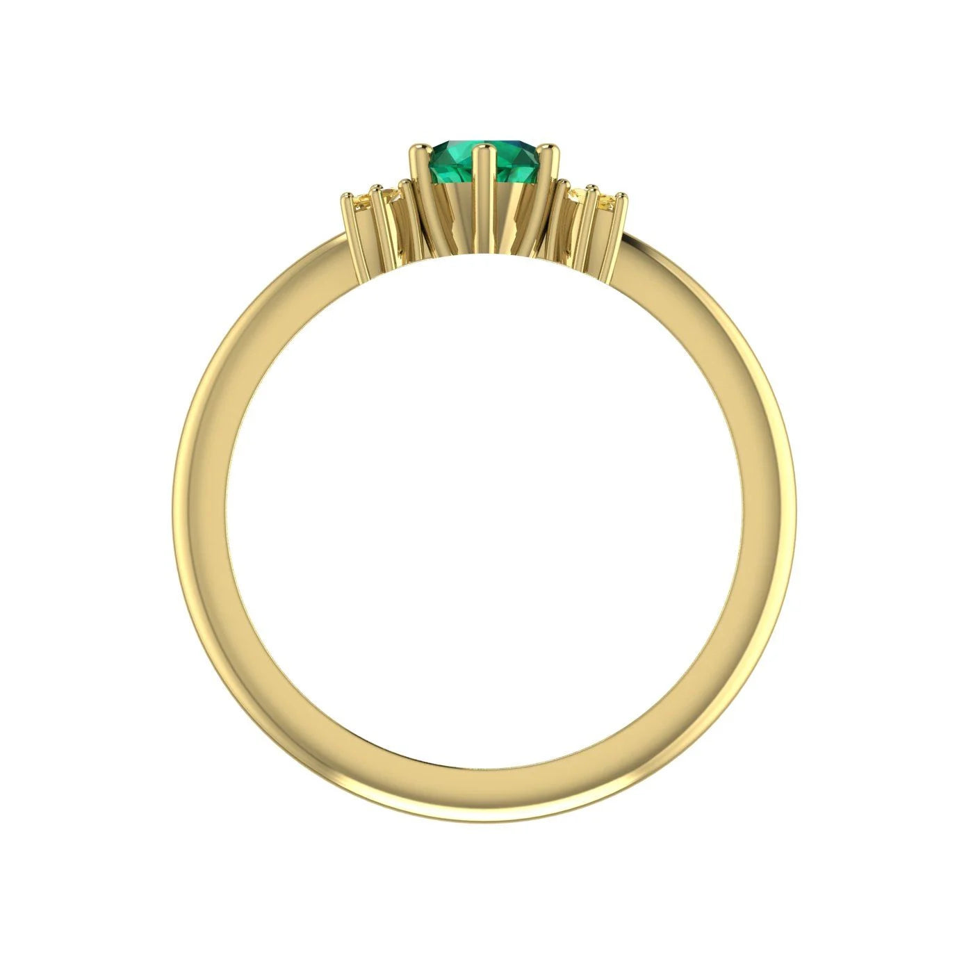 Flutterby: Emerald & Yellow Diamond Ring in Yellow Gold