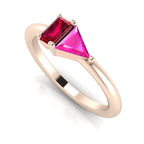 Elektra Toi Et Moi Geometric Ruby & Pink Sapphire Rose Gold Ring