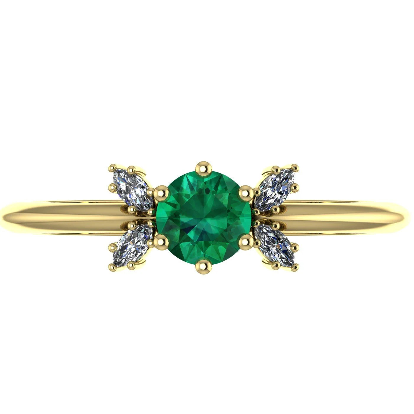Flutterby: Emerald & Diamond Butterfly Ring in Yellow Gold
