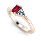Elektra Toi Et Moi Geometric - Ruby & Diamond Rose Gold Ring
