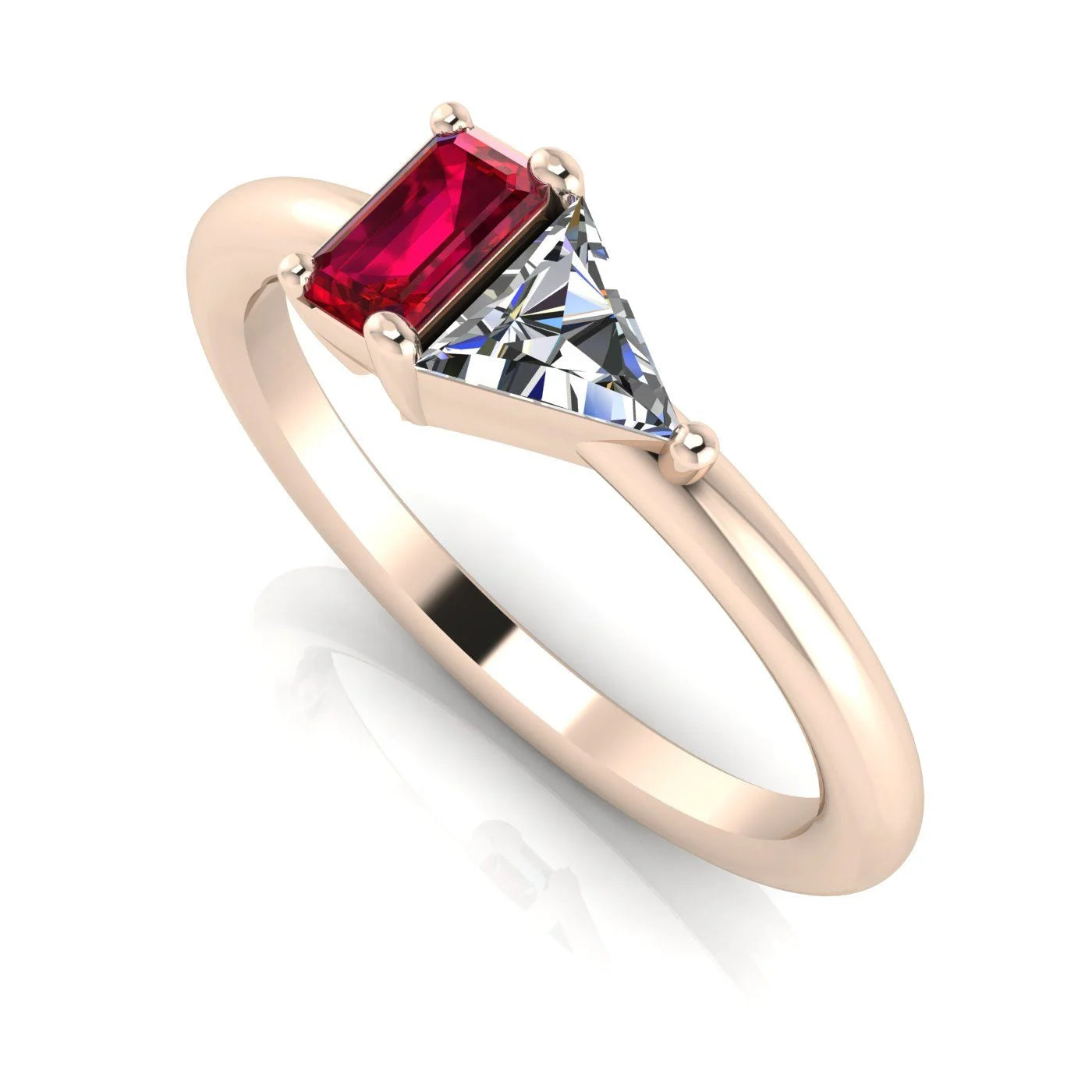 Elektra Toi Et Moi Geometric - Ruby & Diamond Rose Gold Ring