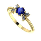 Flutterby: Blue Sapphire & Diamond Ring in Yellow Gold