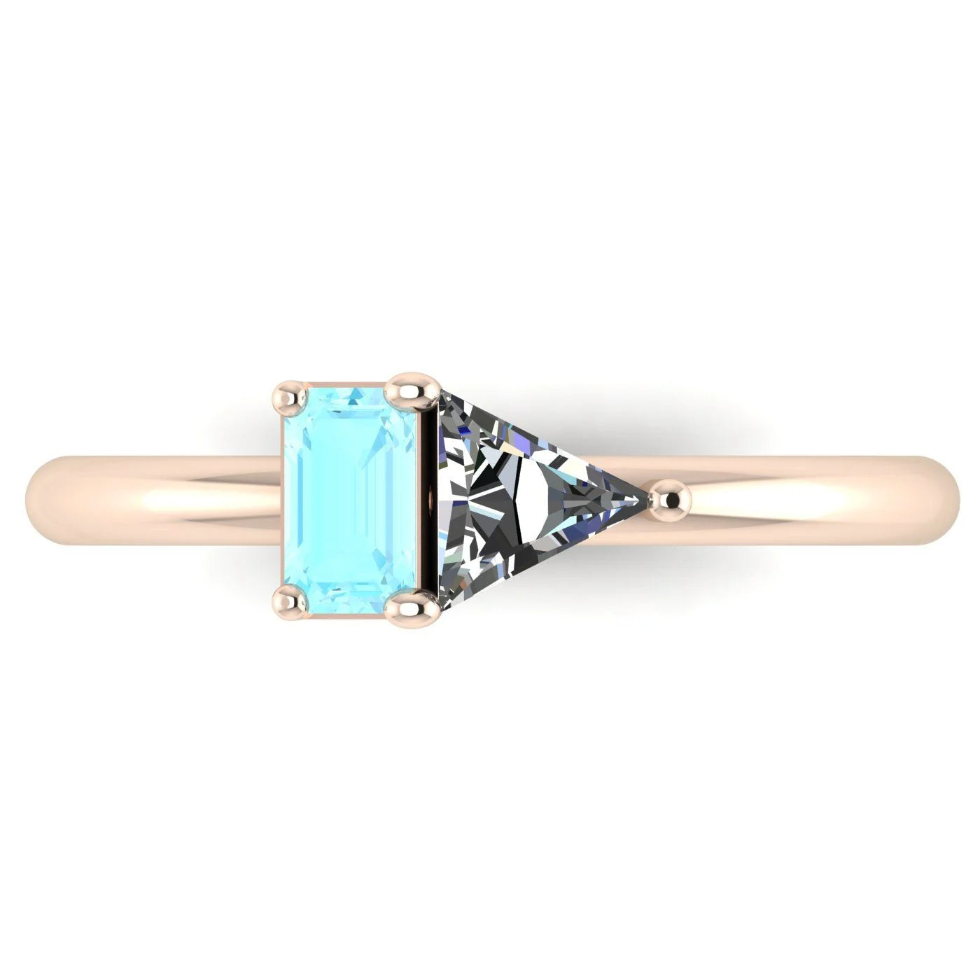 Elektra Toi Et Moi Geometric, Aquamarine & Diamond Rose Gold Ring