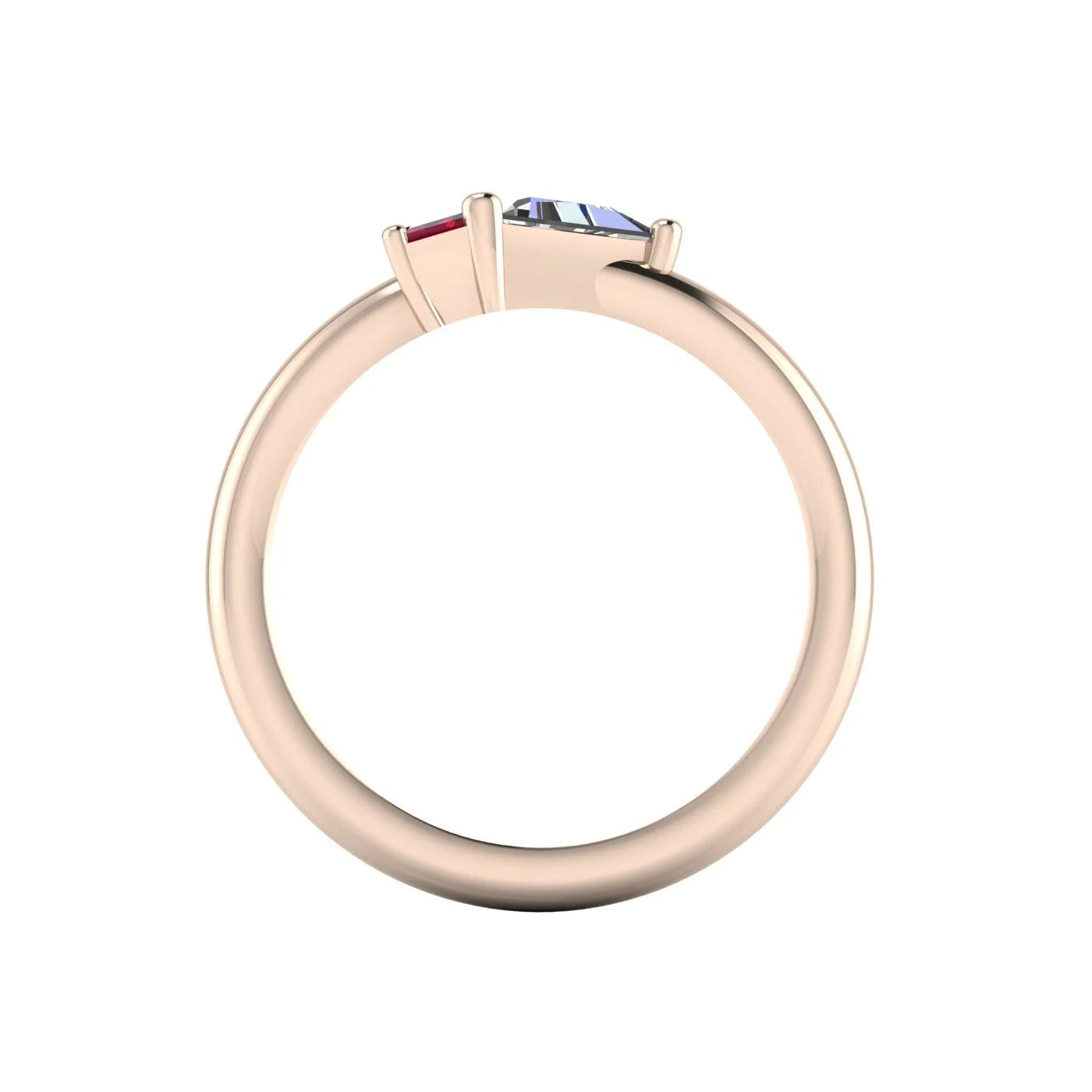 Elektra Toi Et Moi Geometric - Ruby & Diamond Rose Gold Ring