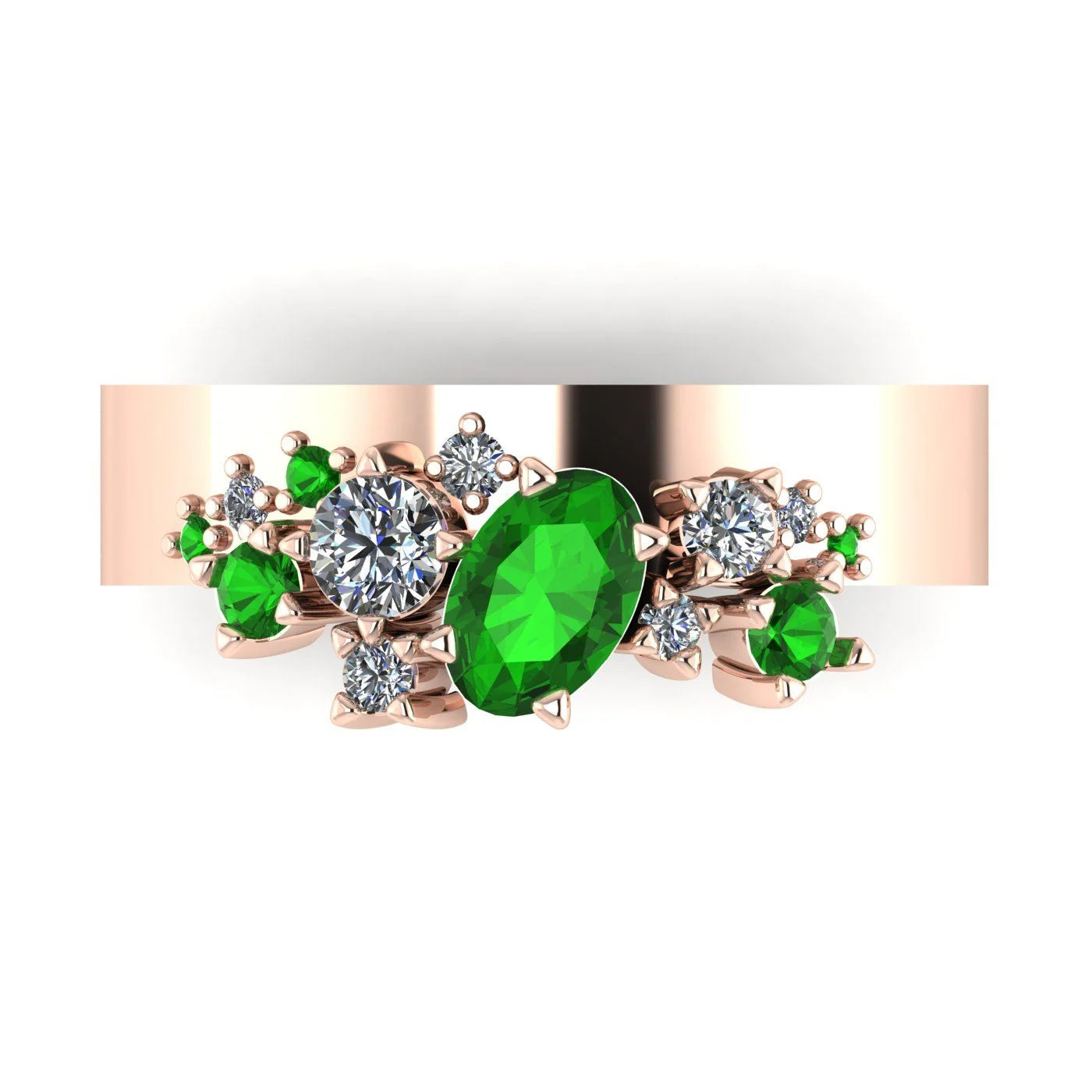 Crystallised Tsavorite & Diamond  Rose Gold Ring