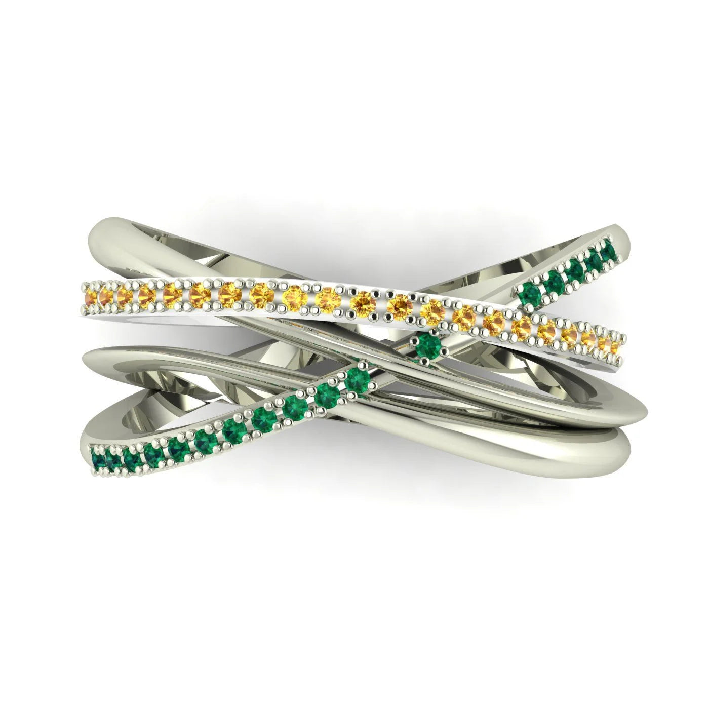 Eternal Infinity Emerald & Yellow Sapphire Eternity Ring White Gold Or Platinum