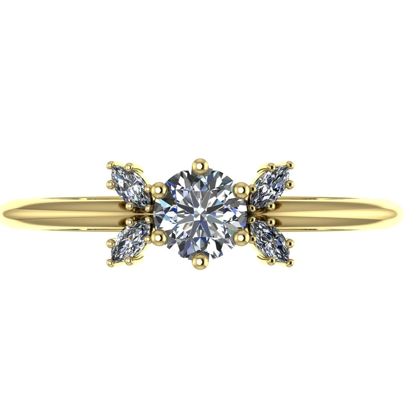 Flutterby: Diamond Butterfly Cluster Ring in Yellow Gold